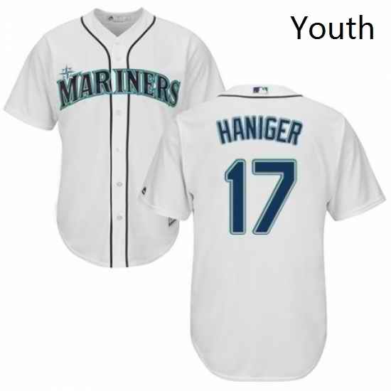 Youth Majestic Seattle Mariners 17 Mitch Haniger Authentic White Home Cool Base MLB Jersey